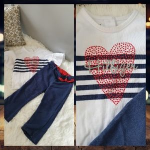 Tommy Hilfiger Toddler Girl 2 Piece Red White Blue
